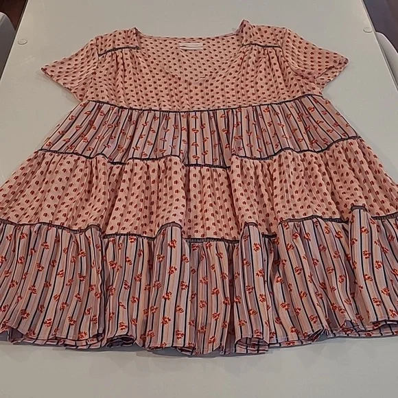 LIKE NEW Urban Outfitters Ragdoll Swing Boho Vibe Short Sleeved Mini Dress - Picture 3 of 13